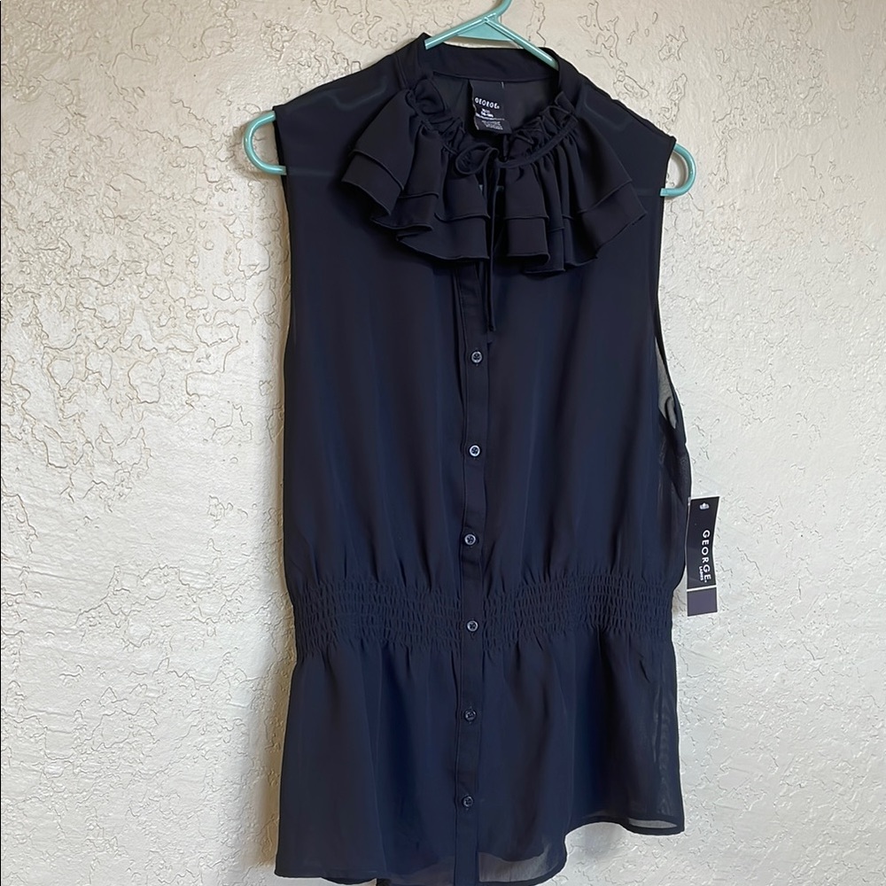George Black Ruffle Neck Blouse